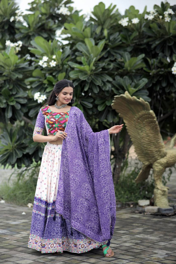 Exquisite Lavender Designer Lehenga Choli Set with Rich Printed Patterns on Luxurious Rayon Fabric