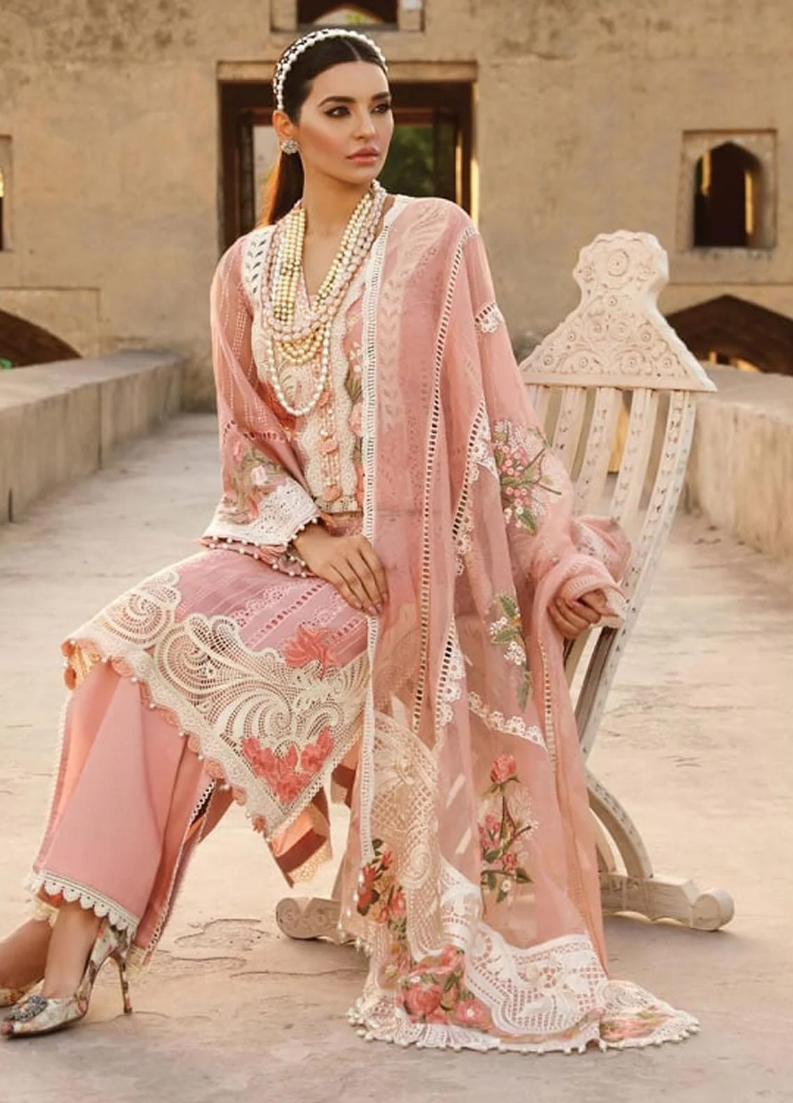Pink Pakistani Style Lawn Cotton Salwar Suit Set