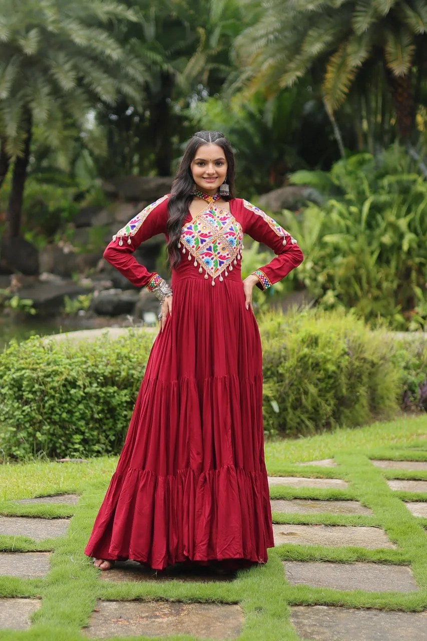 Perfect Red Navratri Gown For Womens