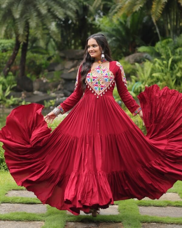 Perfect Red Navratri Gown For Womens