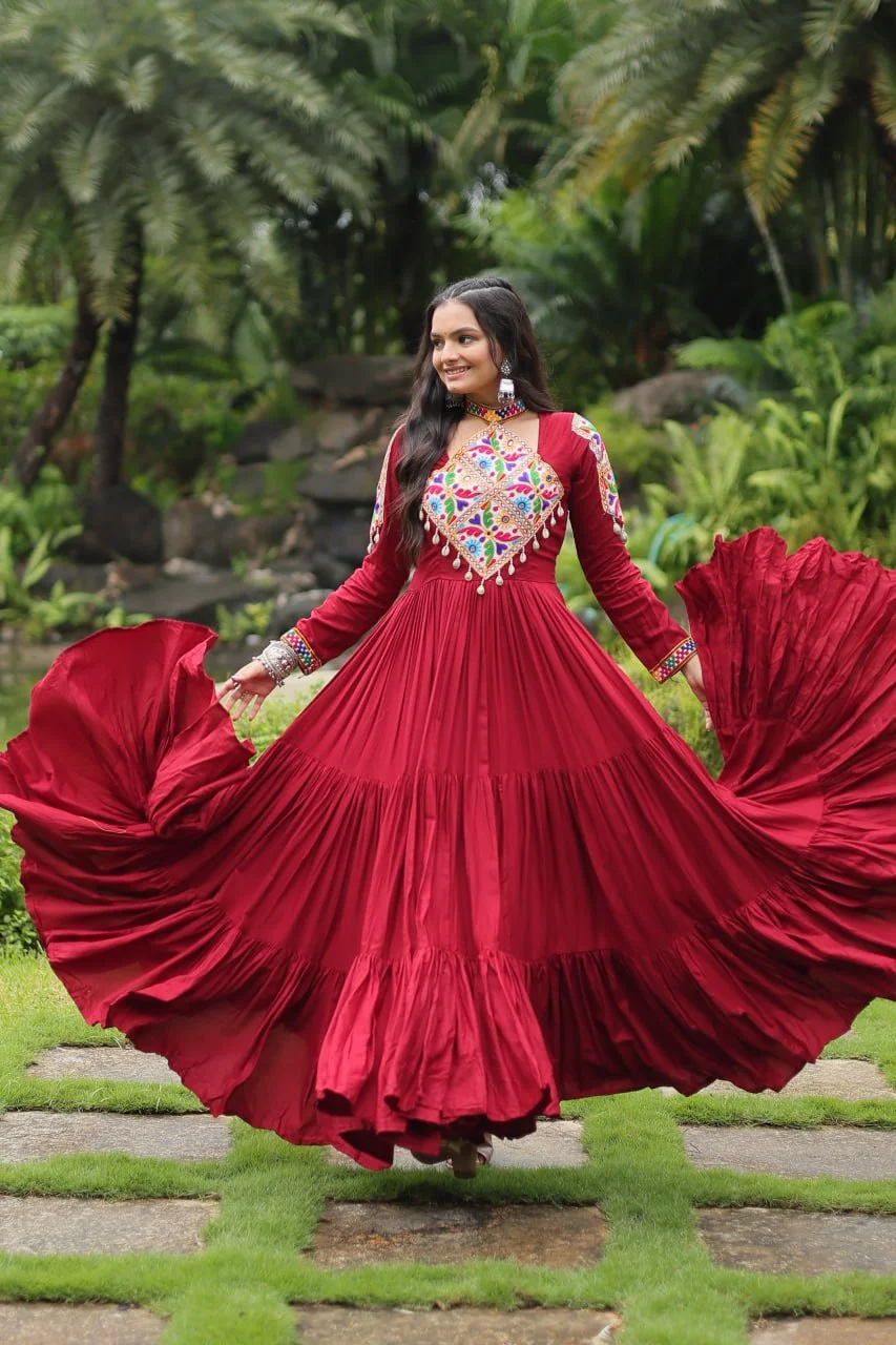 Perfect Red Navratri Gown For Womens