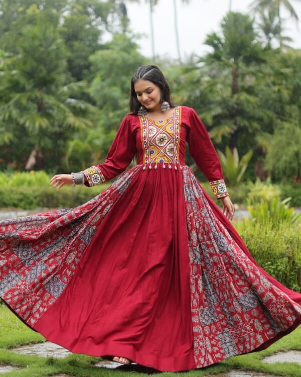 Elegant Red Gown For Womens In Navratri