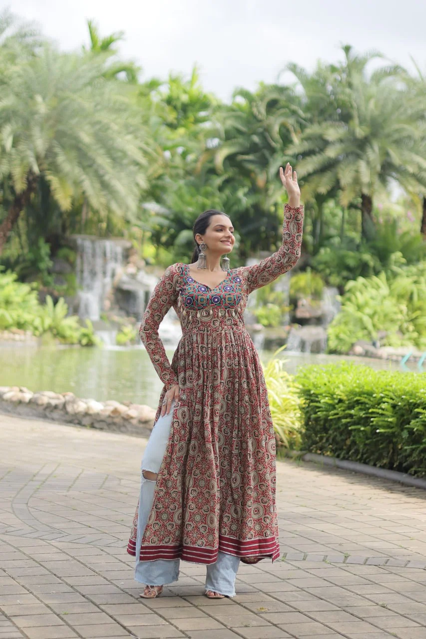 Multicolour Simple Printed Kurti for navratri