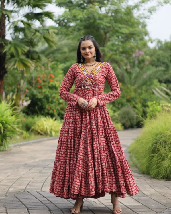 Maroon Navratri Gown For Women