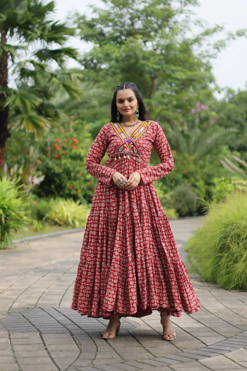 Maroon Navratri Gown For Women