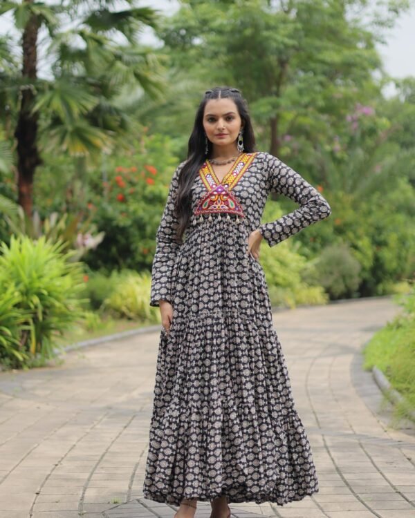 Black Navratri Gown For Womens