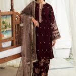 Red Velvet Salwar Suit for Karwa Chauth 2024