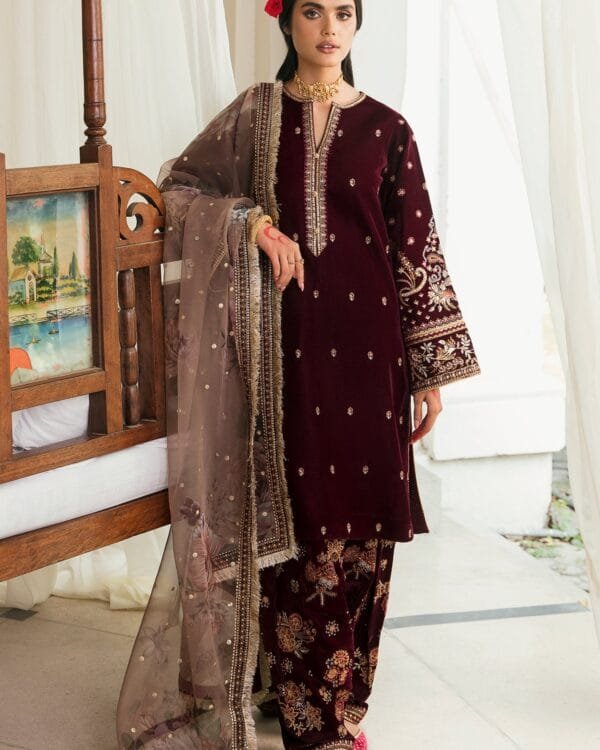 Red Velvet Salwar Suit for Karwa Chauth 2024