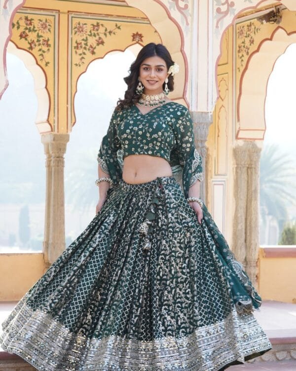 Green Designer Lehenga Choli Set For Wedding