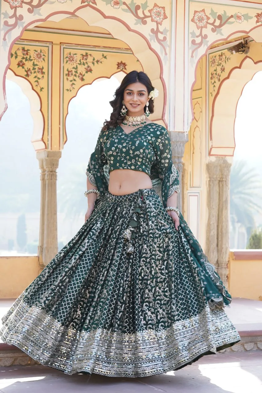 Green Designer Lehenga Choli Set For Wedding