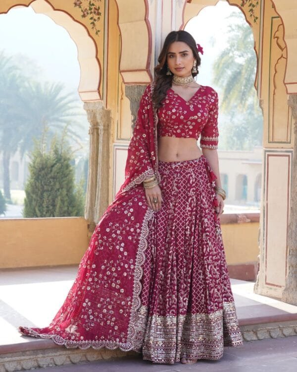 Red Designer Lehenga Choli Set For Bride