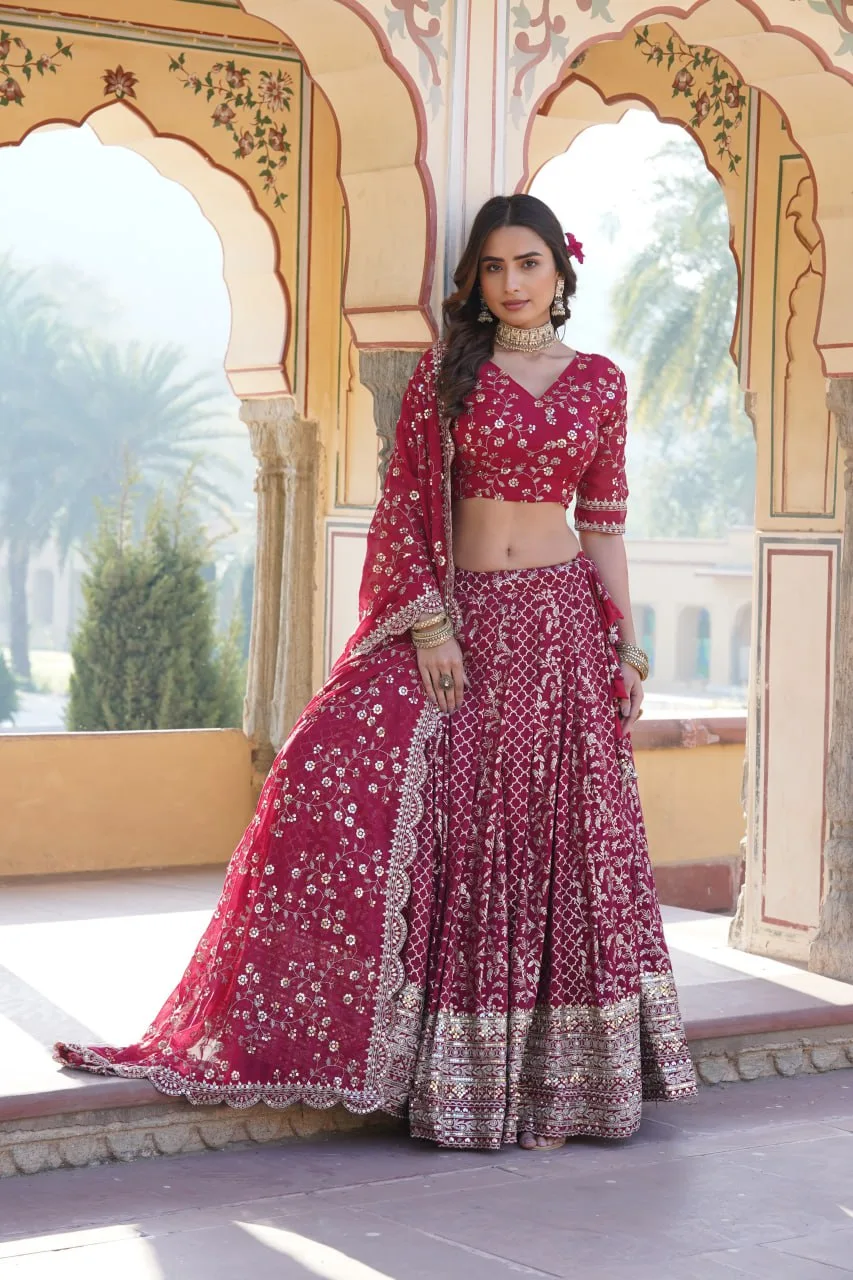 Red Designer Lehenga Choli Set For Bride