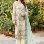 Spanish Green Organza Pakistani Salwar Suit Designs