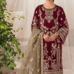 Red Velvet Salwar Suit For Wedding