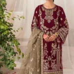 Red Velvet Salwar Suit For Wedding