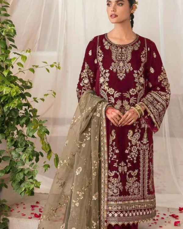 Red Velvet Salwar Suit For Wedding