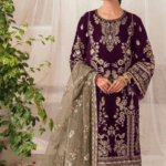 Purple Velvet Salwar Suit For Wedding