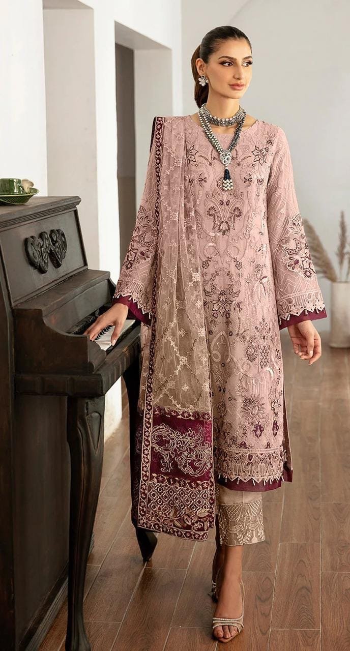 Baby Pink Elegance: Stunning Salwar Kameez Set for Diwali