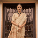 Beige Silk Tissue Saree