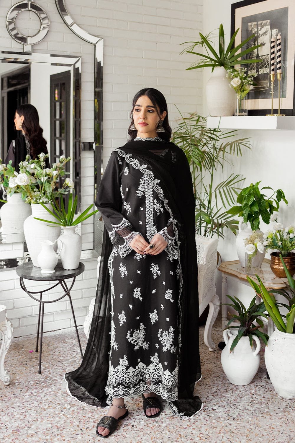 Timeless Black Cotton Pakistani Salwar S...