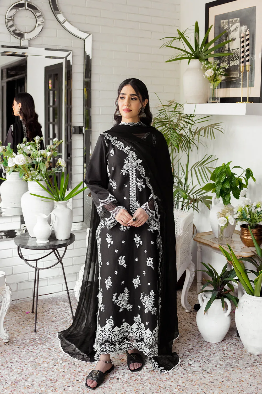 Black Cotton Pakistani Salwar Suit in India