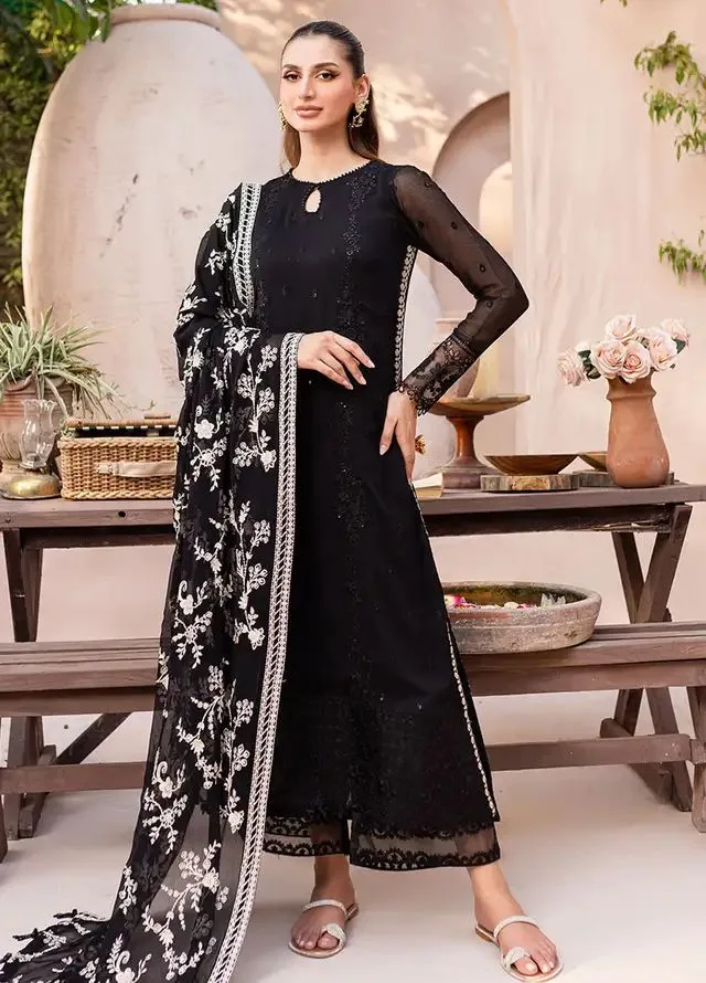 Elegant Black Pakistani Suits for Women with Exquisite Embroidery Work