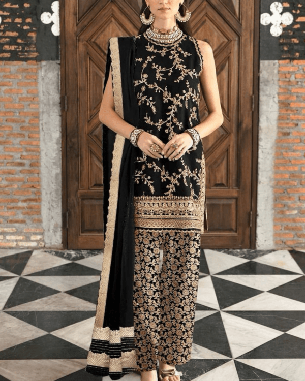 Sleeveless Velvet Salwar Suit