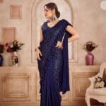 Blue Ready-Made Party Wear Saree For Women