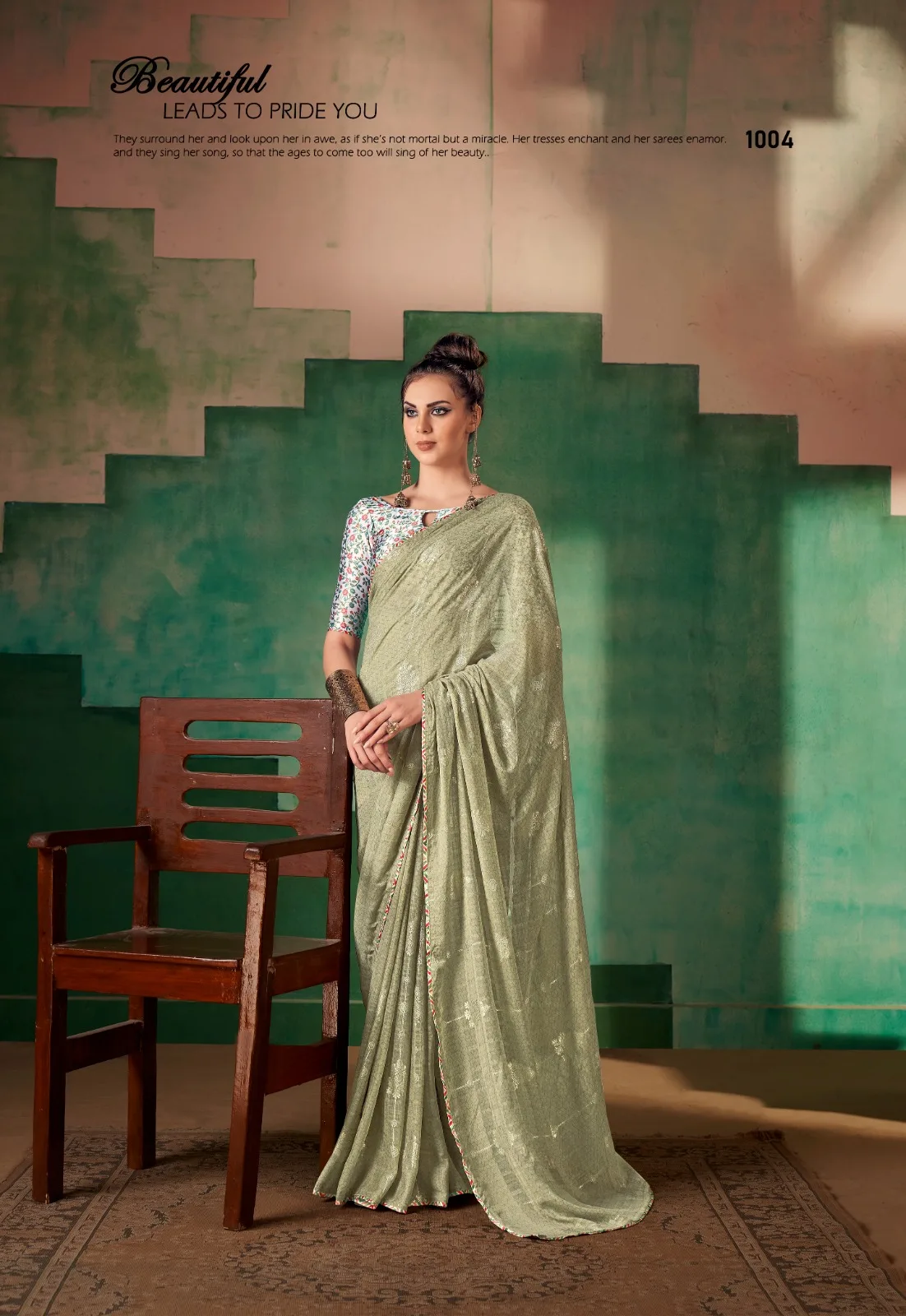 Party Wear Digital Print Blouse Saree