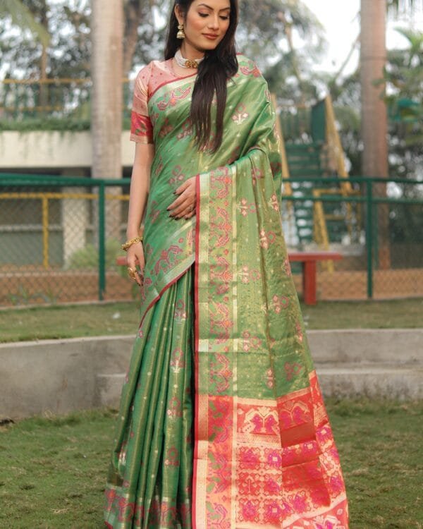 Green Organza Silk Saree