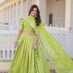 Green Pure Viscose Lehenga Choli Set