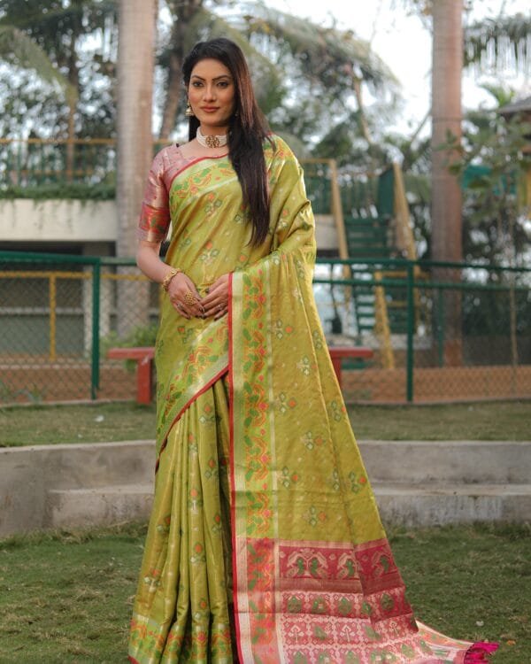 Mehendi Green Organza Silk Saree