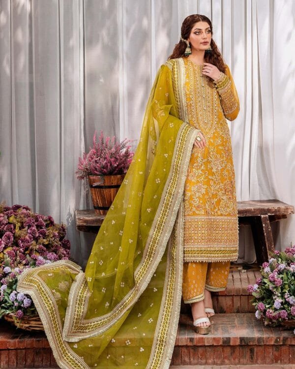 Yellow Pure Georgette Salwar Suit Set - Pakistani Suits in India