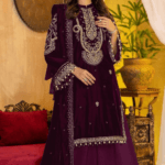 Maroon Velvet Pakistani Salwar Kameez Set For Diwali