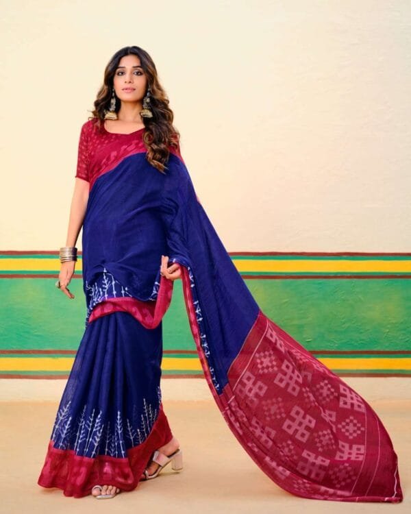 Pure Mulmul Cotton Ikkat Print Saree