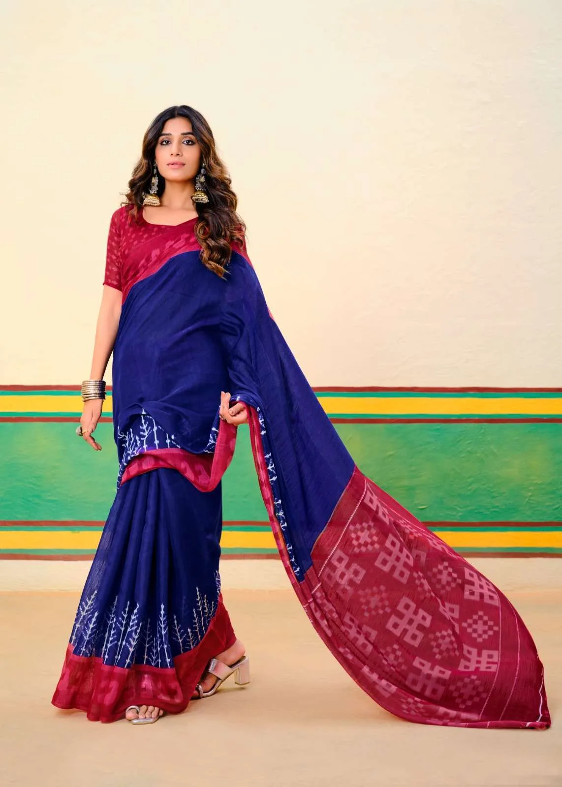 Pure Mulmul Cotton Ikkat Print Saree