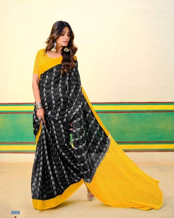 Handcrafted Ikkat Print Mulmul Saree