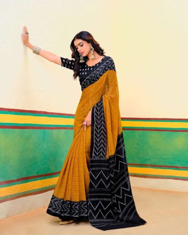 Best Mulmul Cotton Ikkat Print Sarees