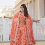 Orange Pure Viscose Lehenga Choli Set