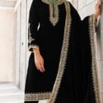 Black Velvet Kurta Set with Dupatta for women