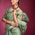 Pistachio Green Silk Saree For women