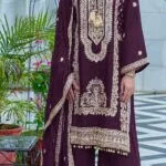 Purple Designer Party Wear Real Chinon Salwar Suit Set