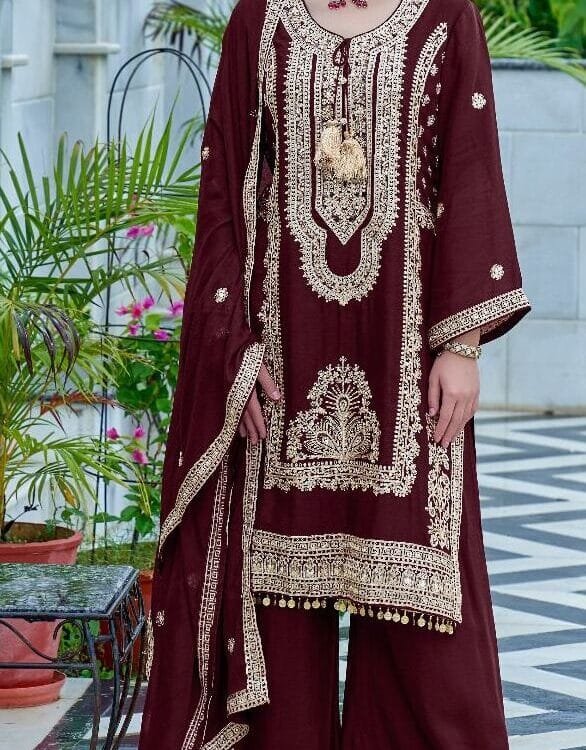 Designer Party Wear Real Chinon Salwar Suit