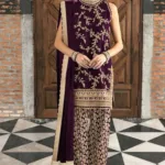 Purple Sleeveless Premium Velvet Salwar Suit