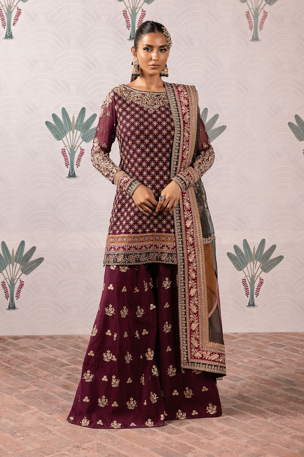 Stunning Red Pakistani Sharara Suit Set for Womens Online