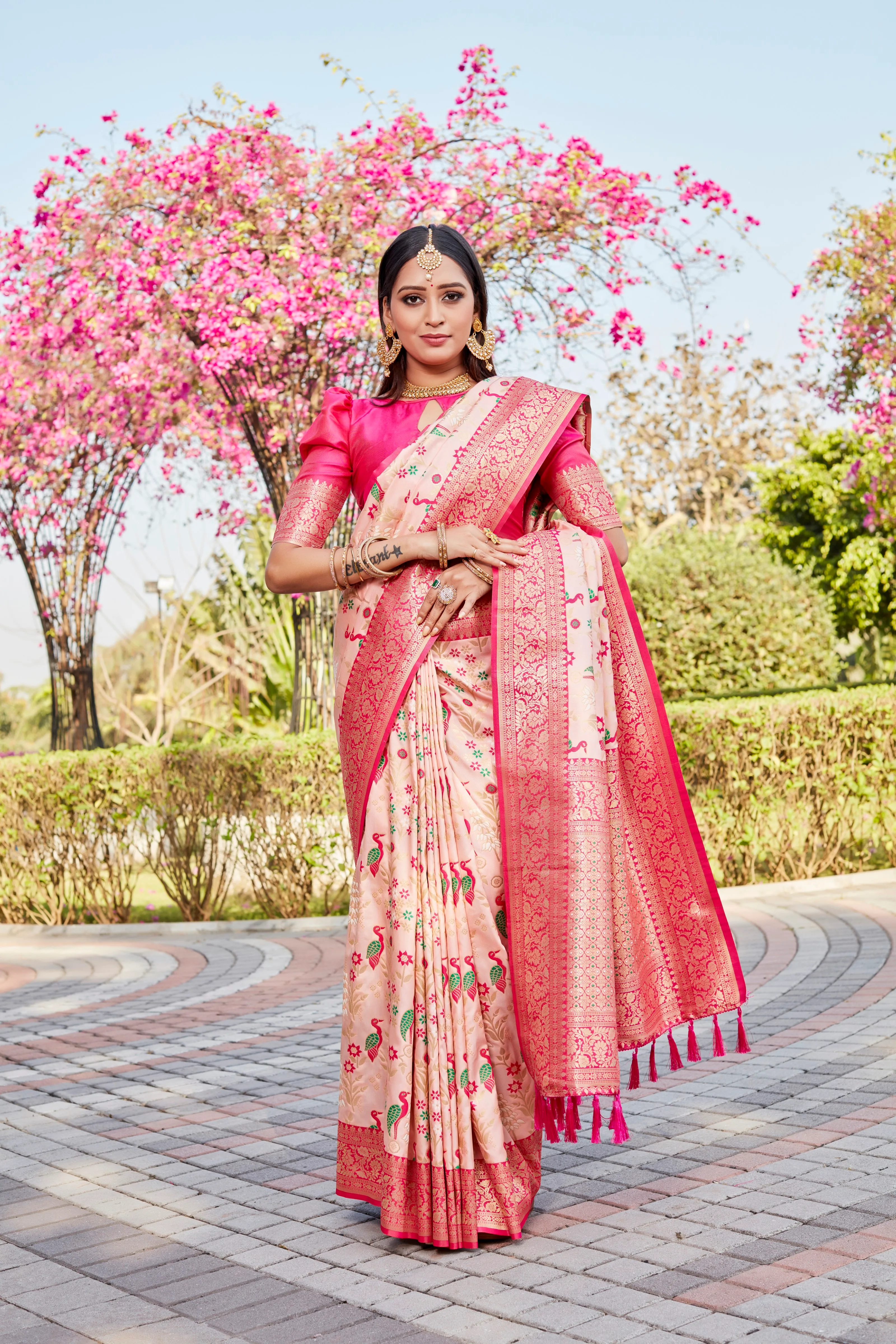 Pink Kanjivaram Silk Fancy Saree