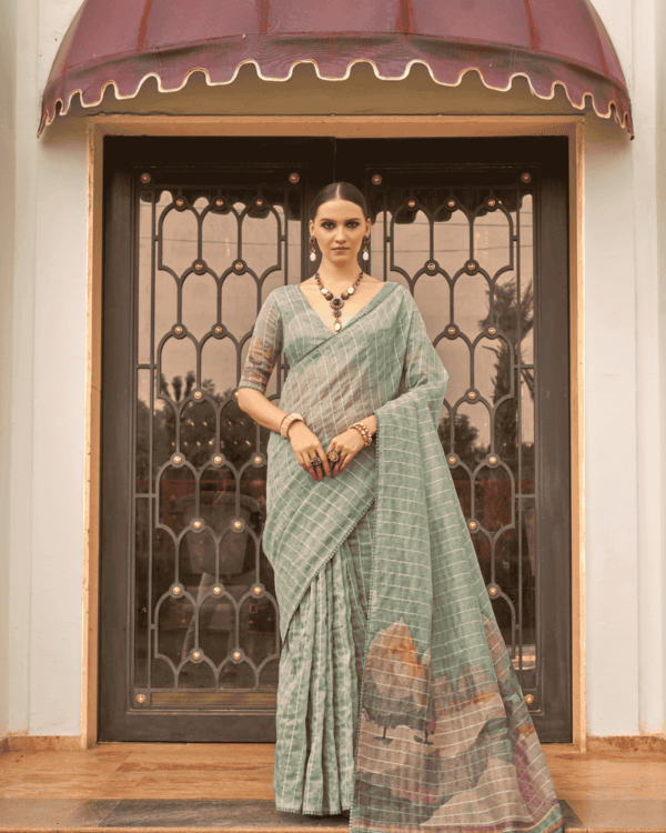 Sea Green Silk Tissue Saree