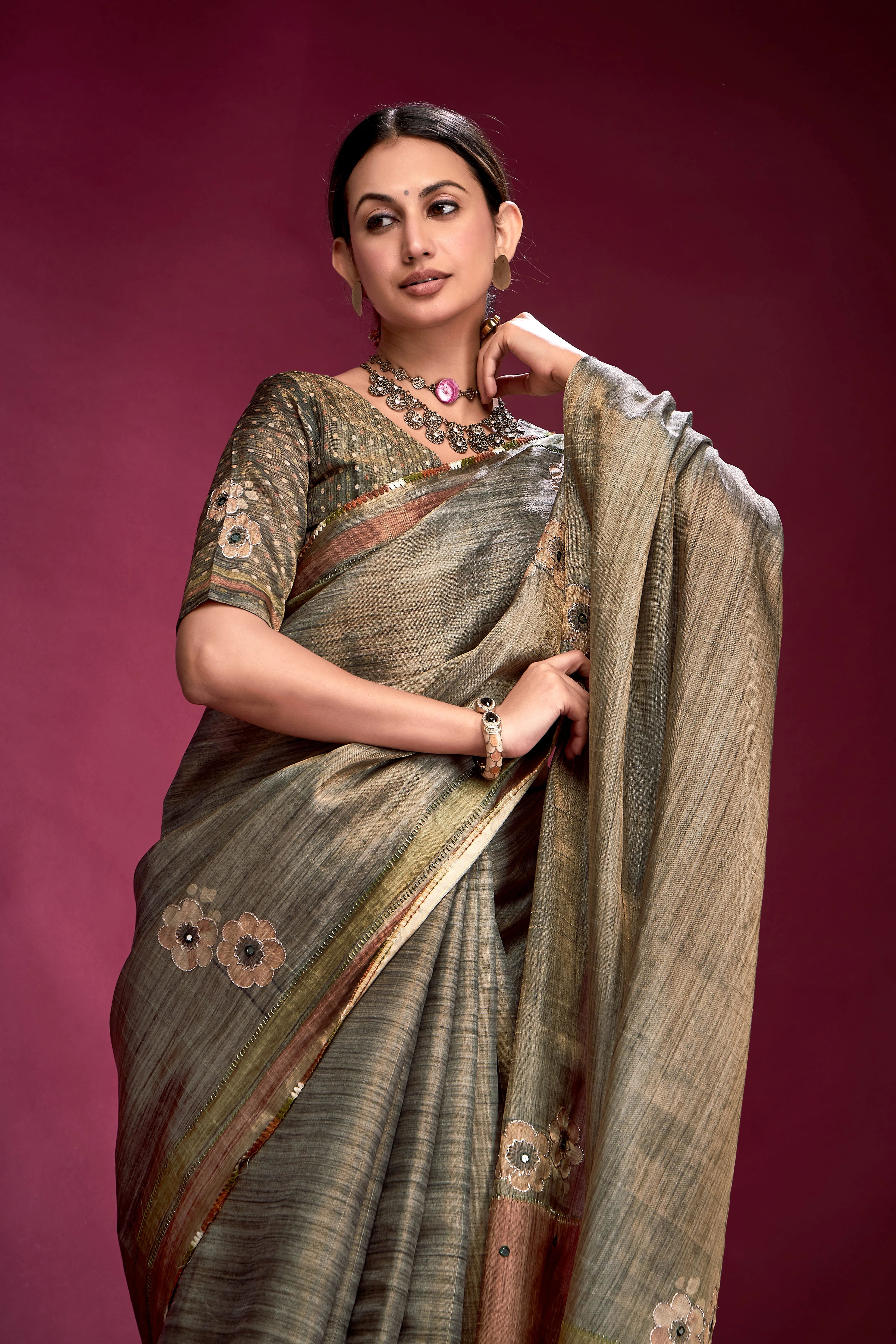 Tusser Silk Saree For Womans