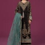 Black velvet suit set with dupatta