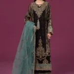 Black velvet suit set with dupatta